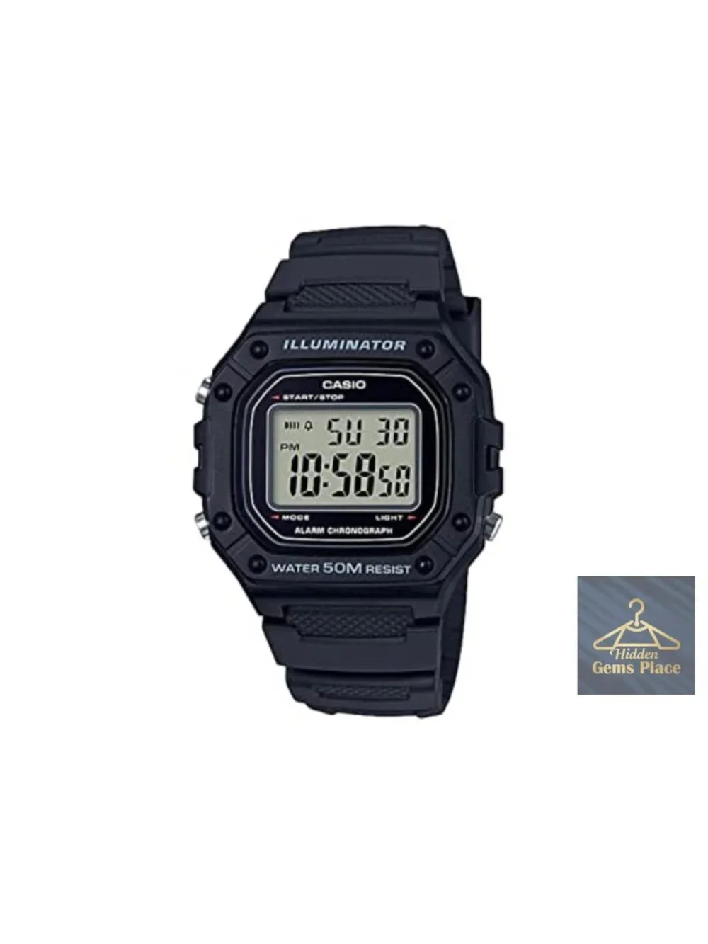 Mens Digital Watch 50M Water Resistant Resin Case LED Backlight Stopwatch
